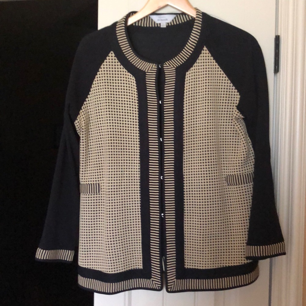 Misook black & tan sweater.